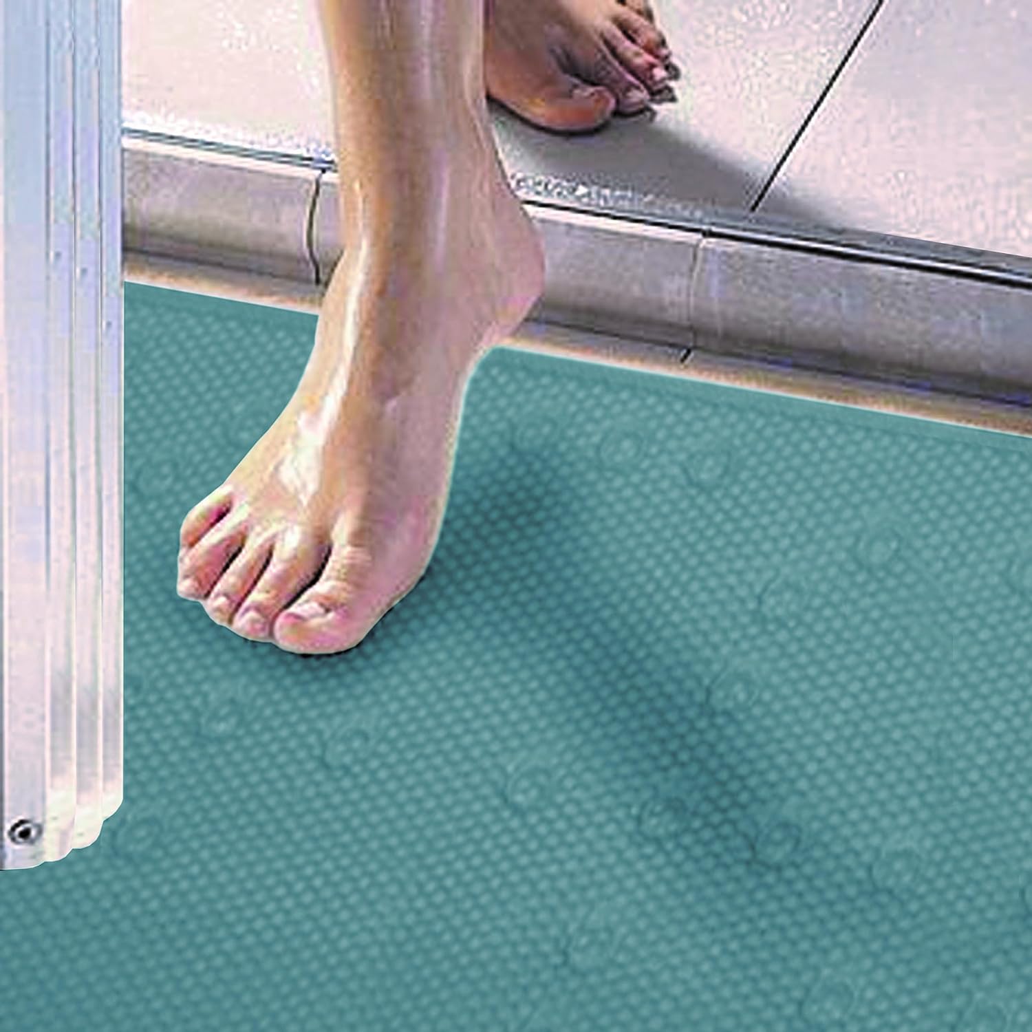 Zahari Home Anti-Slip Tub Mat with Suction Cups - Teal 17x36 1