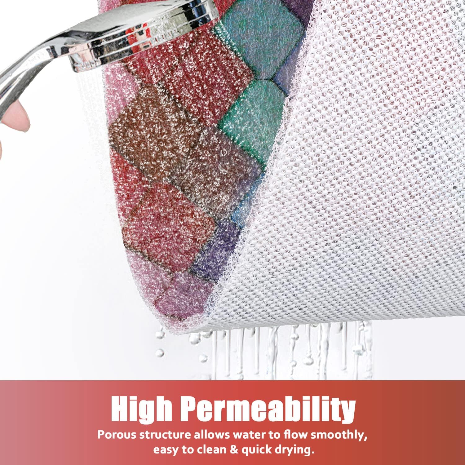ZOESOE Non-Slip 32x32 Inch Shower Mat with Massage and Drainage