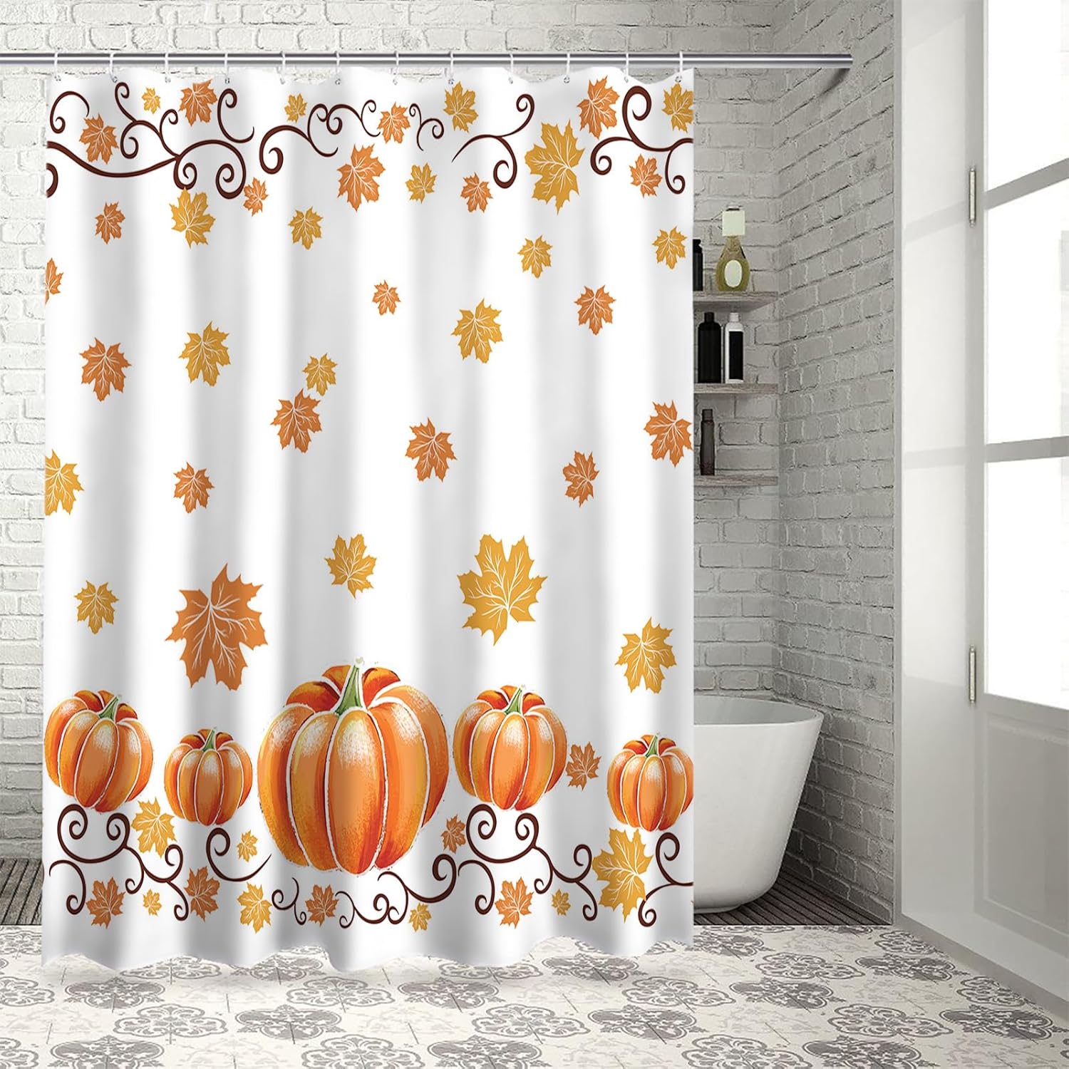 Vandarllin Fall Halloween Thanksgiving Shower Curtain Set