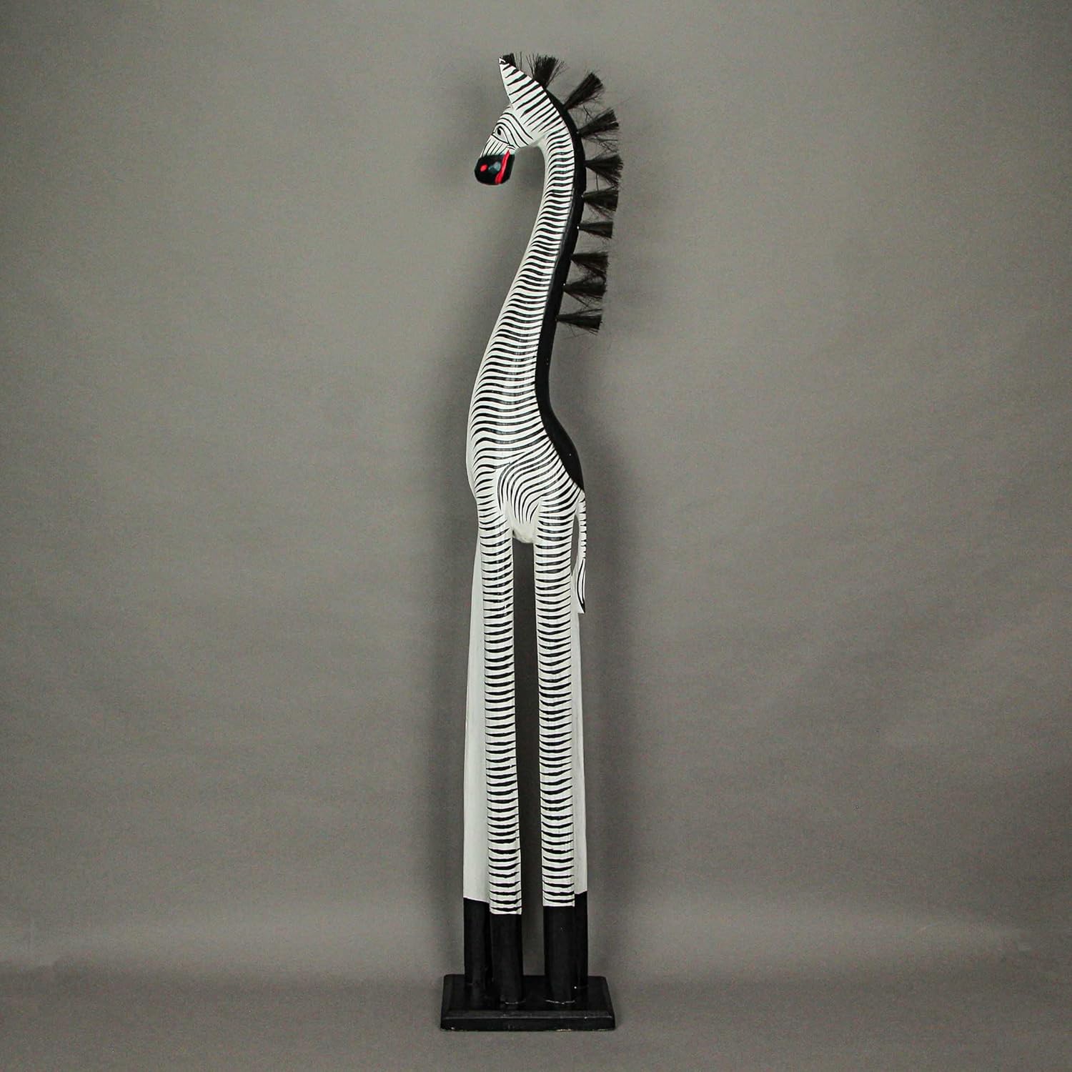 Zeckos Hand-Carved Zebra Statue 36 Inches Tall