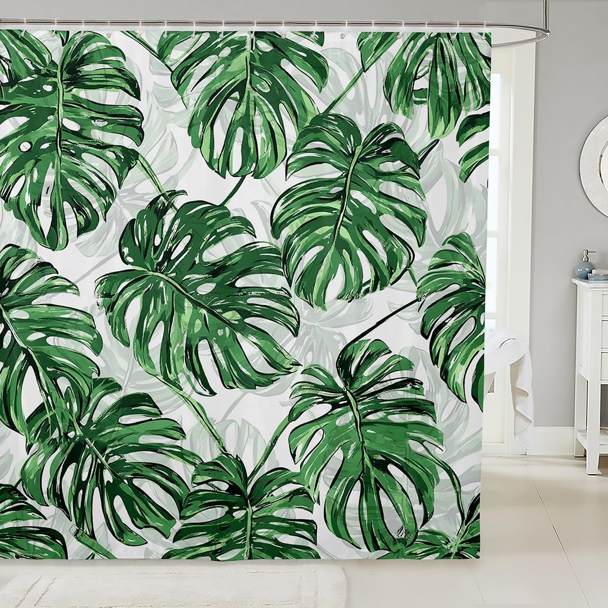 Erosebridal Tropical Hawaii Plants Bath Curtain Set