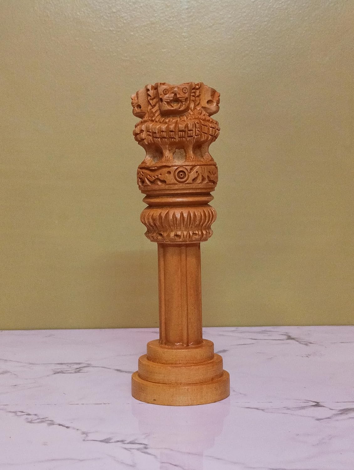 Samyuktha Wooden Ashoka Pillar 6 Inch Decor