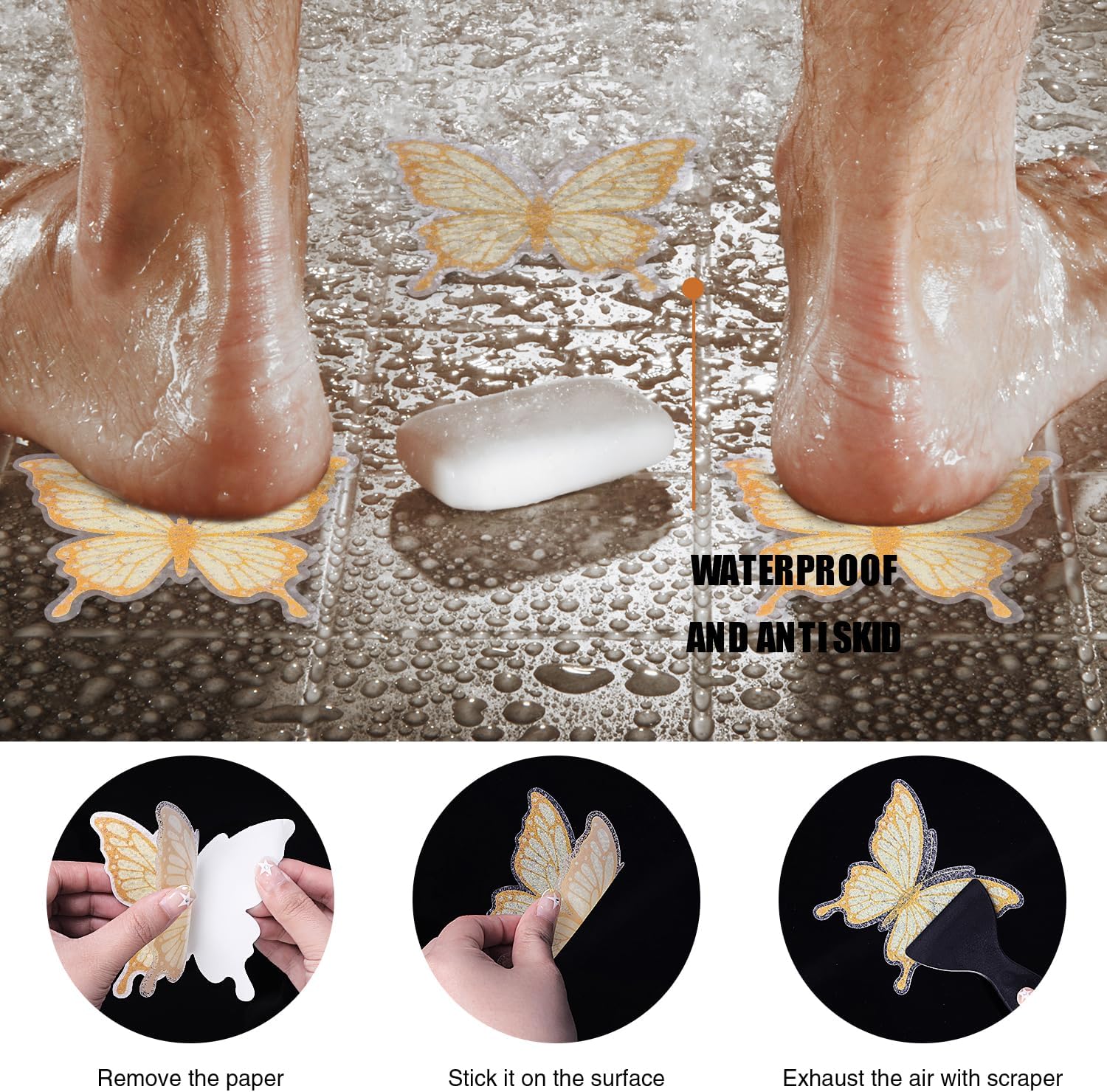 20 PCS Non Slip Bathtub Stickers with Premium Scraper