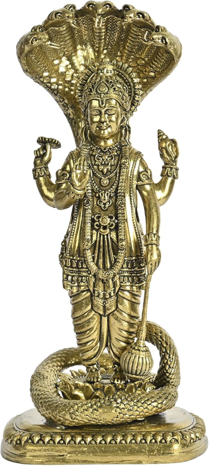 Exotic India Superfine Vishnu Brass Statue On Sheshnag 1