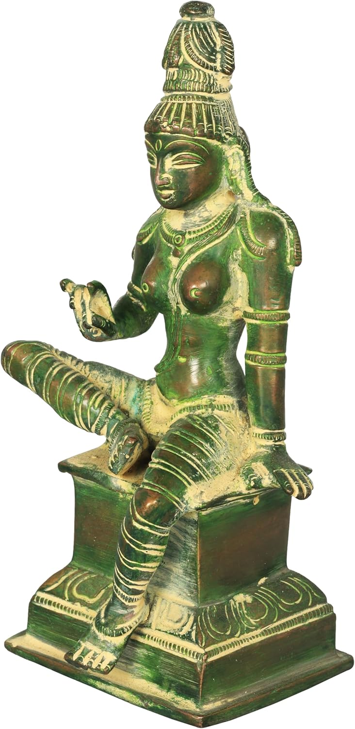 6-Inch Brass Parvati Goddess Statue Lalita Roop Pooja Showpiece