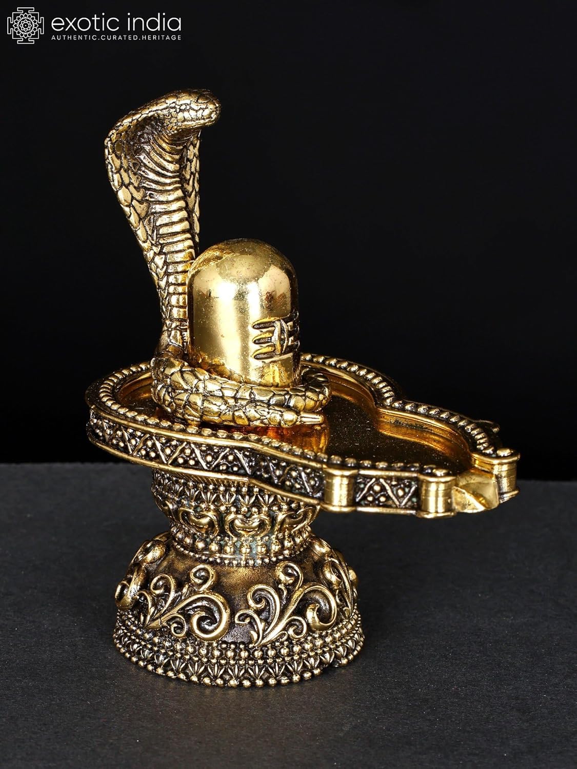 Exotic India Small Superfine Shiva Linga Brass Statue 1