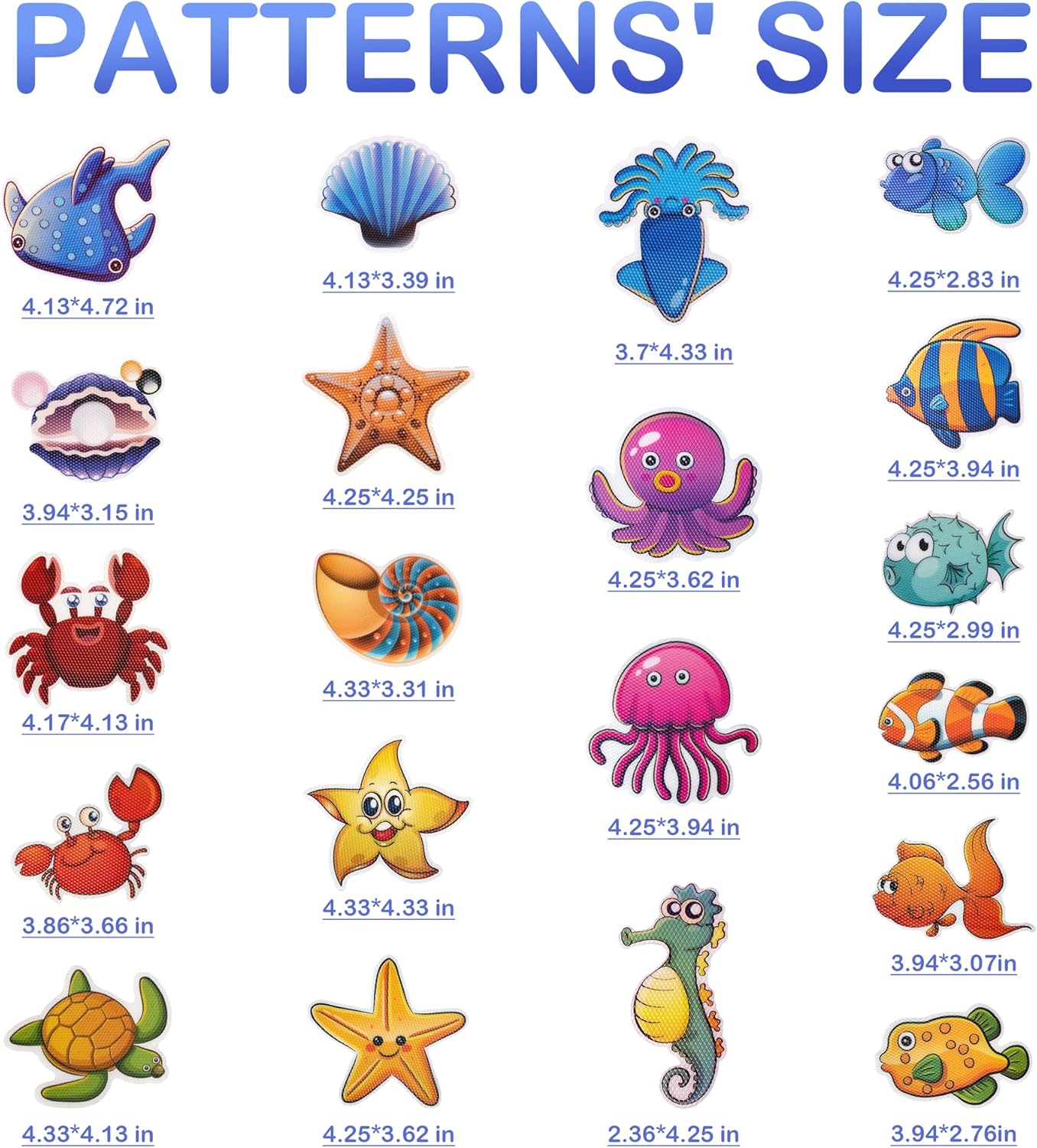 20 PCS Sea Creature Non-Slip Bathtub Stickers with Scraper