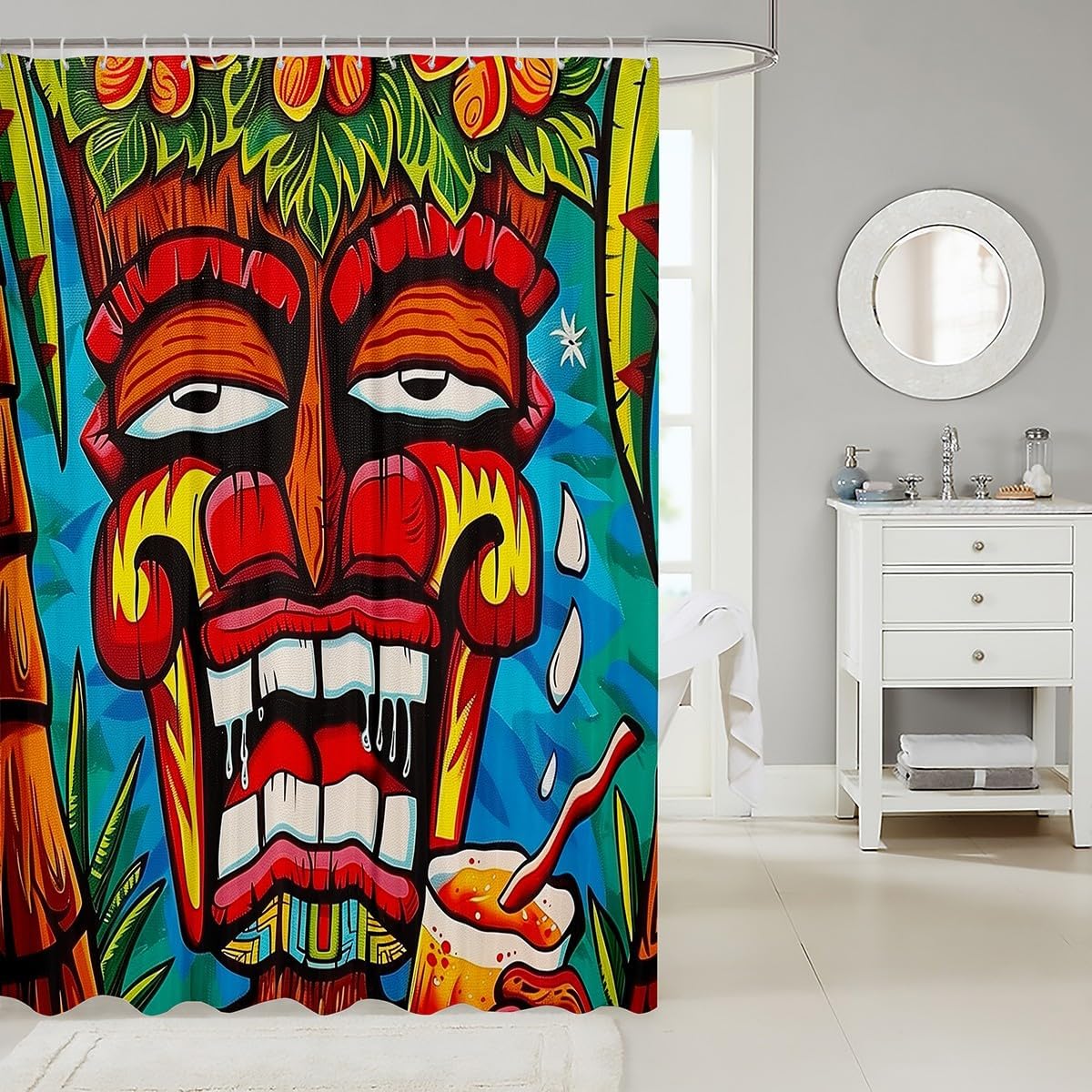 Erosebridal Tiki Warrior Shower Curtain 72x72
