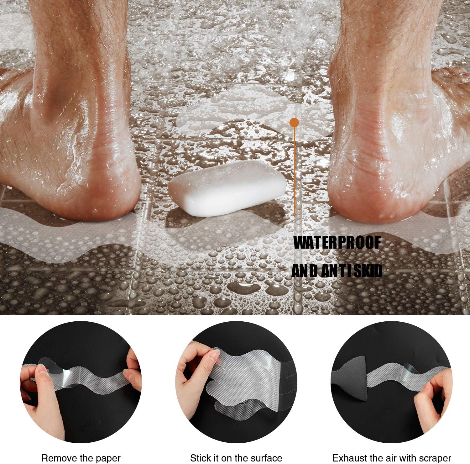 Secopad 36 PCS Non Slip Bath Stickers with Scraper