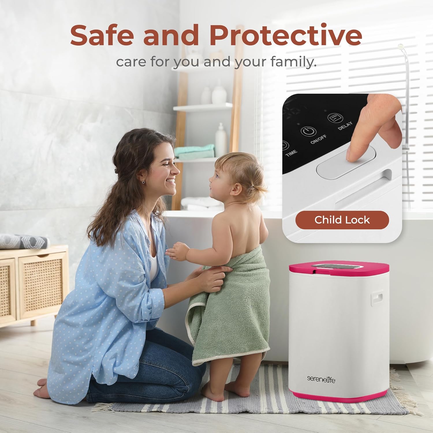 SereneLife SLTLWSQ80 Warmer - 23L Bucket with Timer Pink