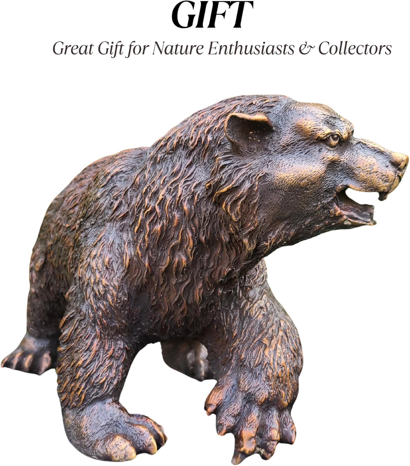 Bronze Grizzly Bear Statue 11 Inch Handmade Wildlife Sculpture