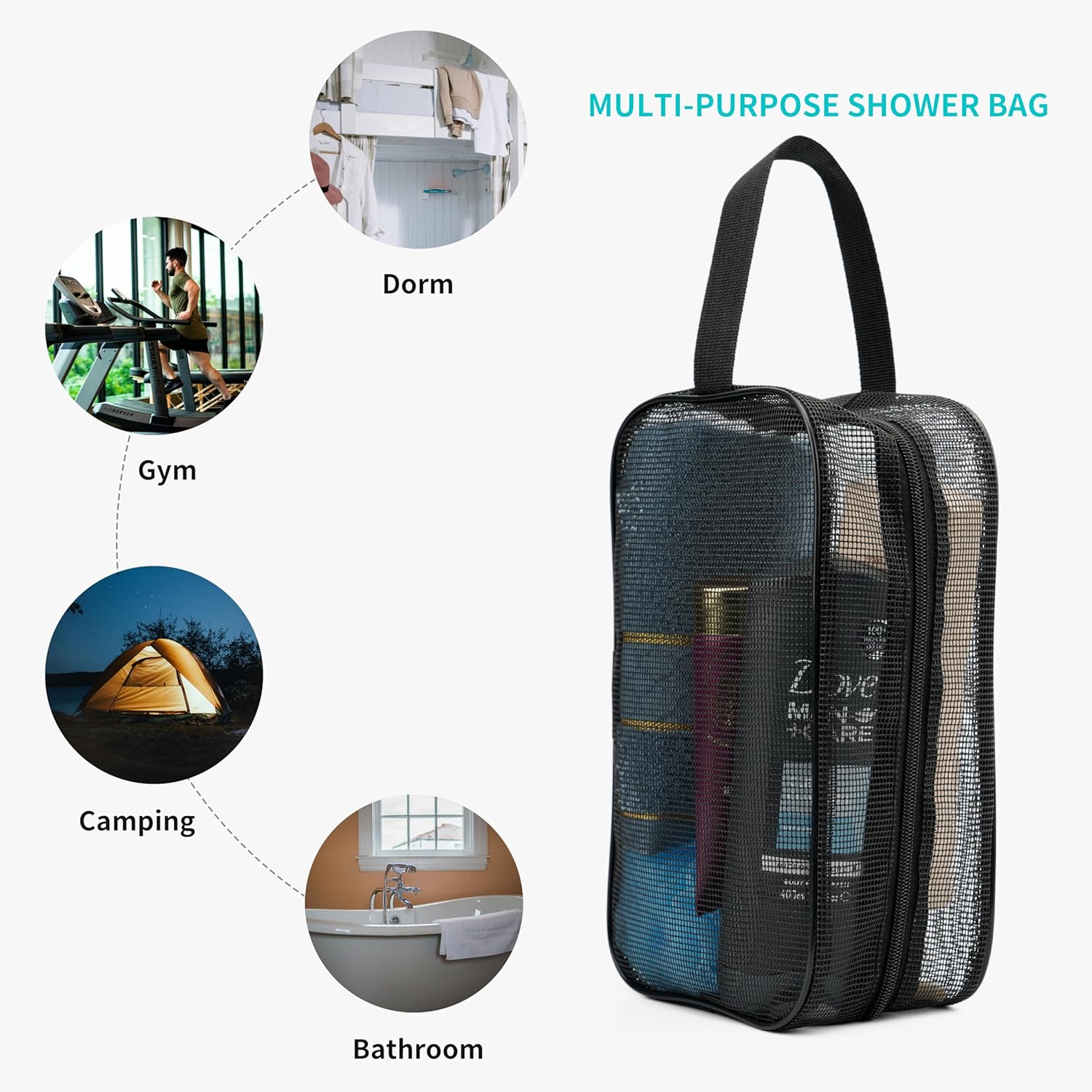 REDSINDA Mesh Shower Caddy Bag for Travel and Gym