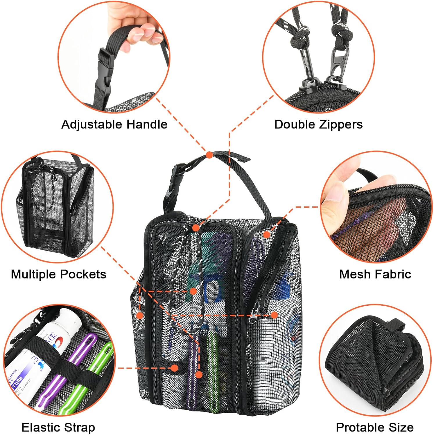 Cosmos Mesh Shower Caddy Portable Toiletry Bag