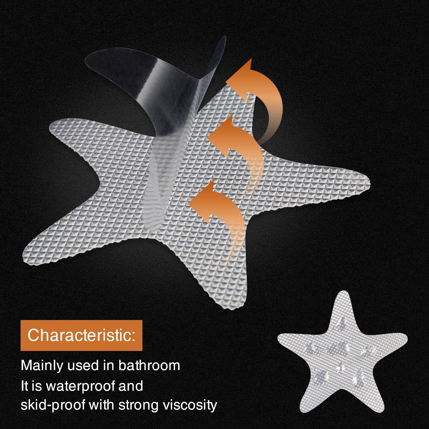 Clear Anti-Slip Starfish Bathtub Stickers 24PCS with Scraper