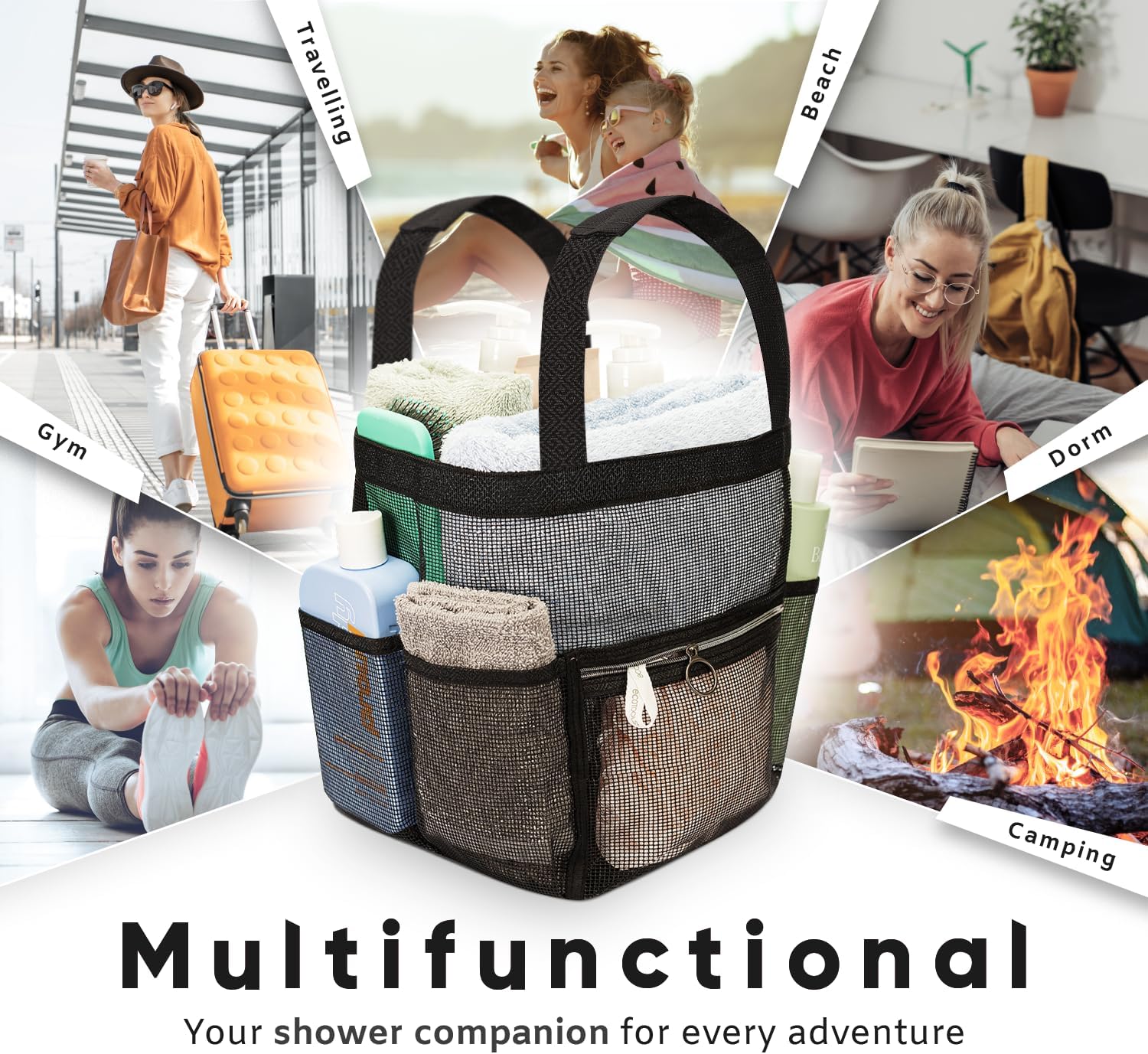 DV Lifestyle Mesh Shower Caddy with 7 Pockets and Zipper 1