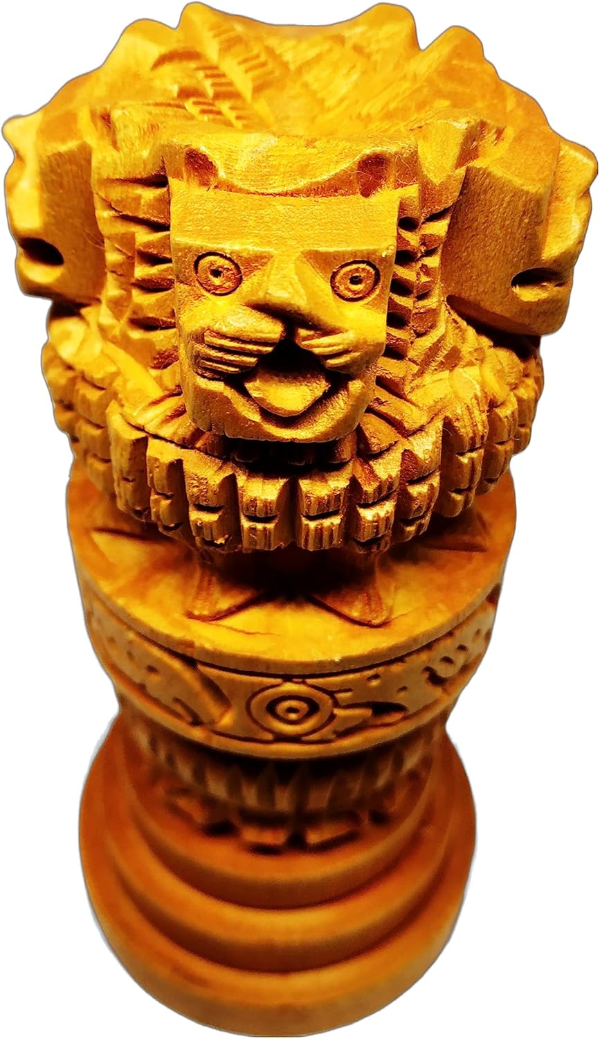 Samyuktha Wooden Ashoka Pillar Decor Showpiece 1