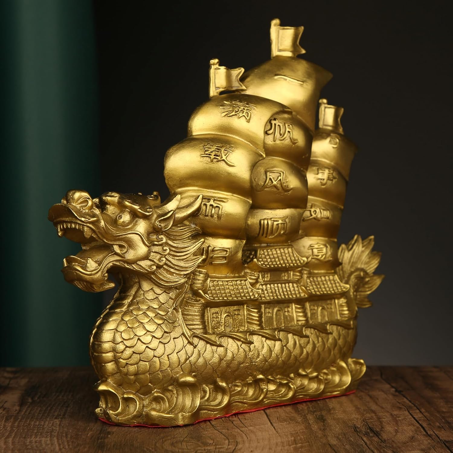 Usoway Gold Fong Sheng Ship Sculpture