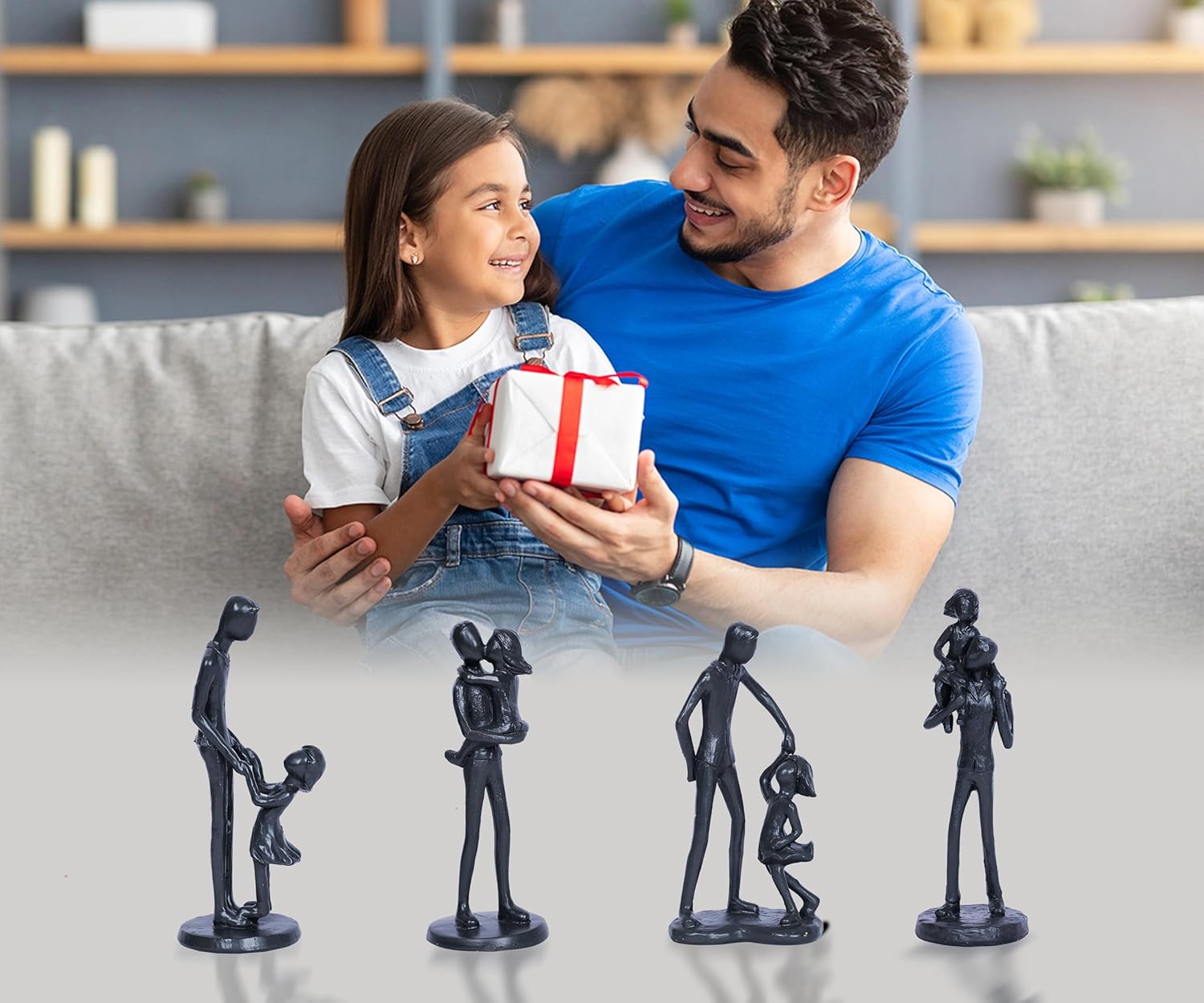 Father Daughter Statue - Heartwarming Love Sculpture