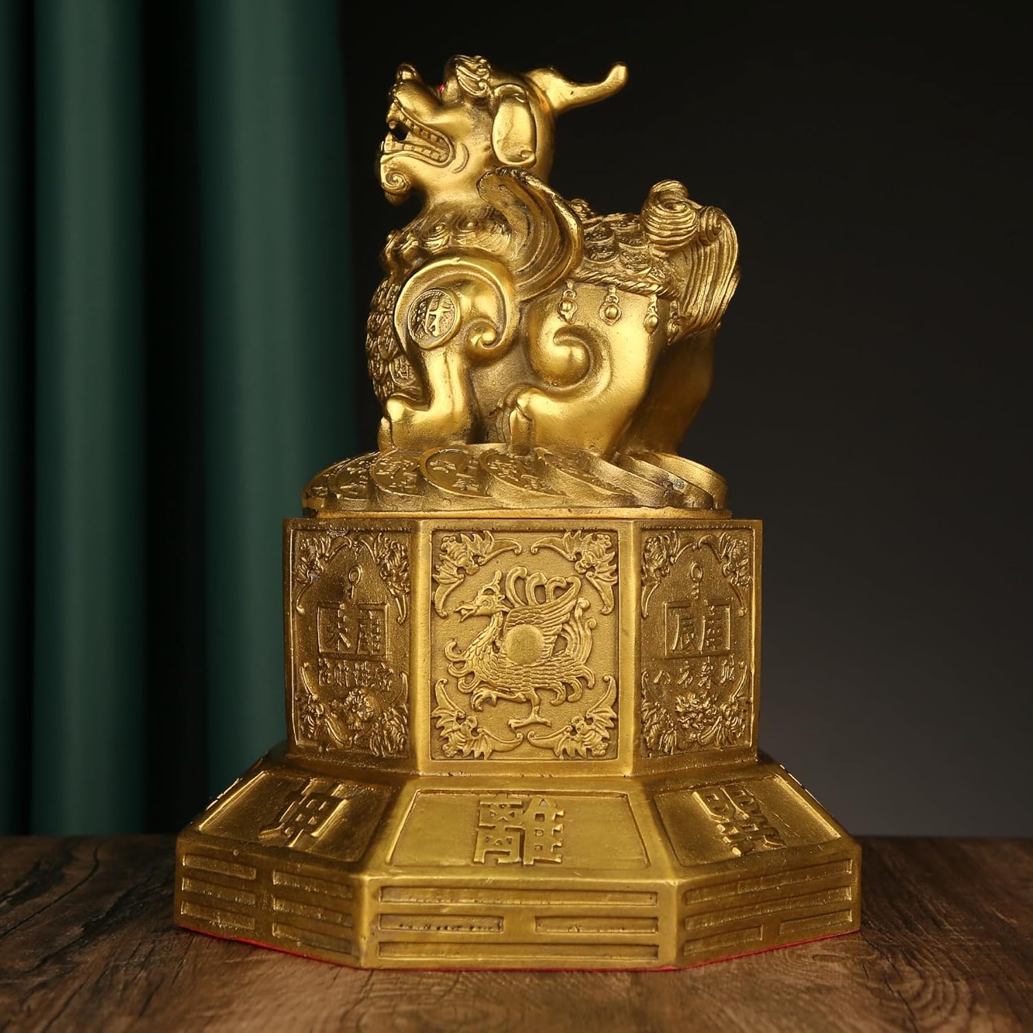 Usoway Pure Bronze Turtle Feng Shui Figurine Gold