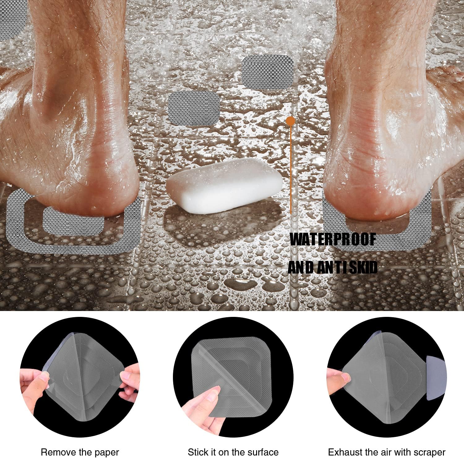 Non-Slip Bathtub Stickers with 72 PCS and Scraper