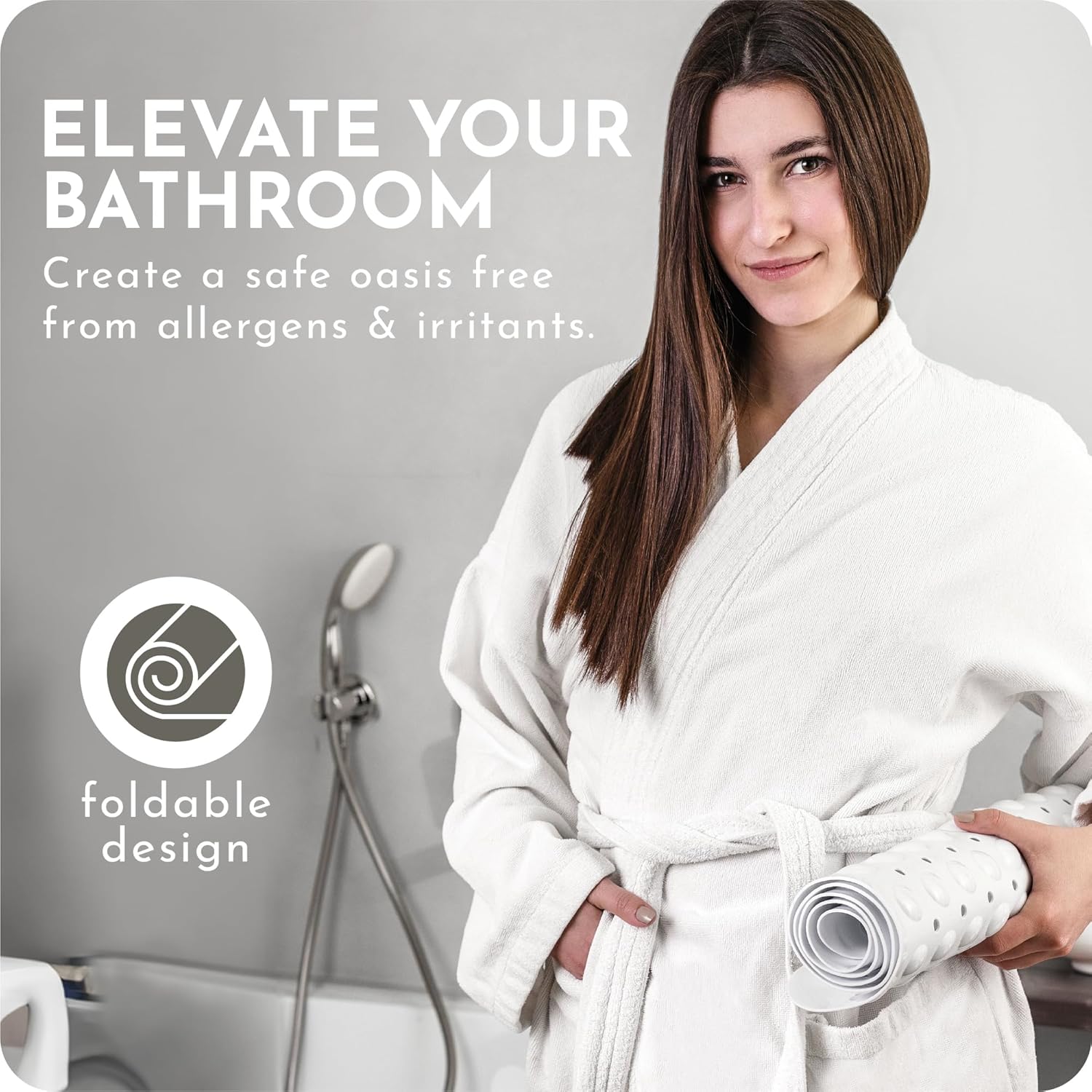 AH Artisan Home White Bath Mat 100x40cm Non Slip