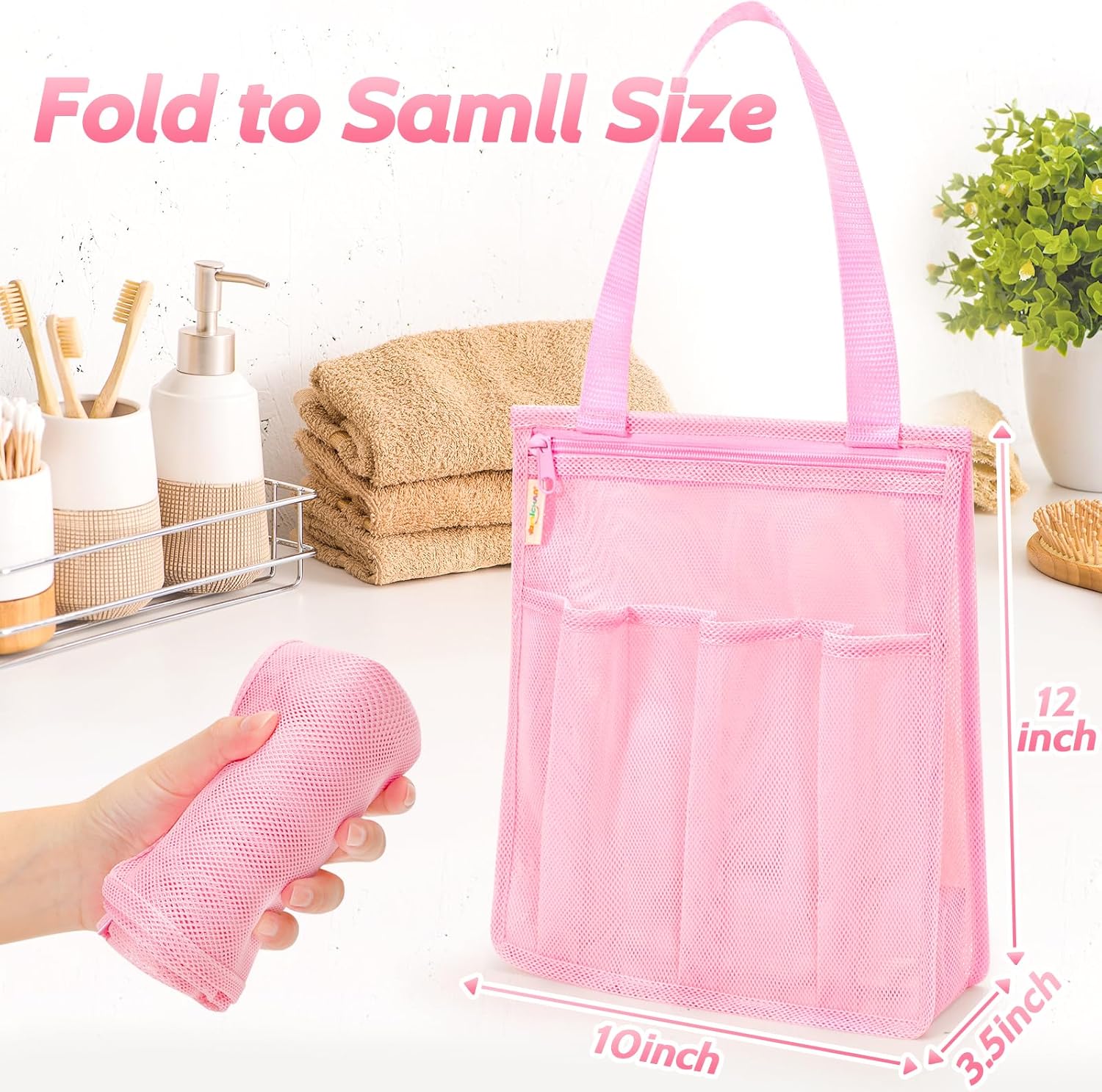 Famichan Mesh Shower Caddy Portable Pink