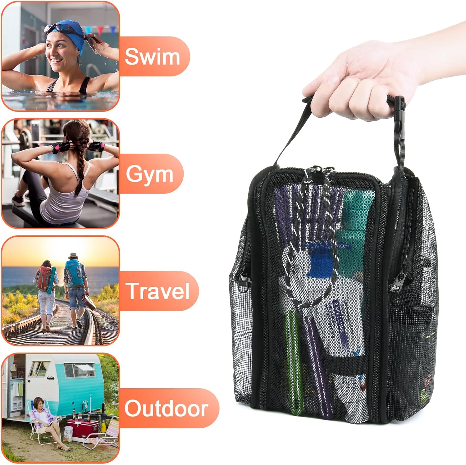 Cosmos Mesh Shower Caddy Portable Toiletry Bag