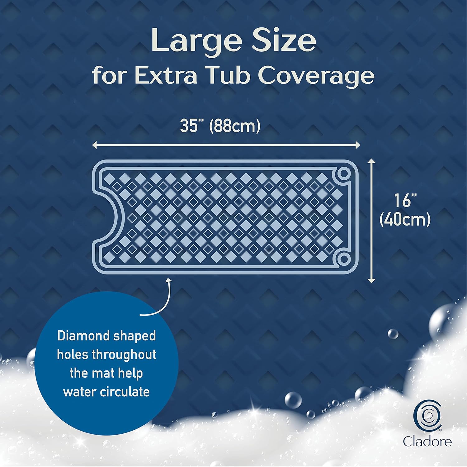 Cladore Extra Large Non-Slip Bath Mat 35L x 16W Inch Beige