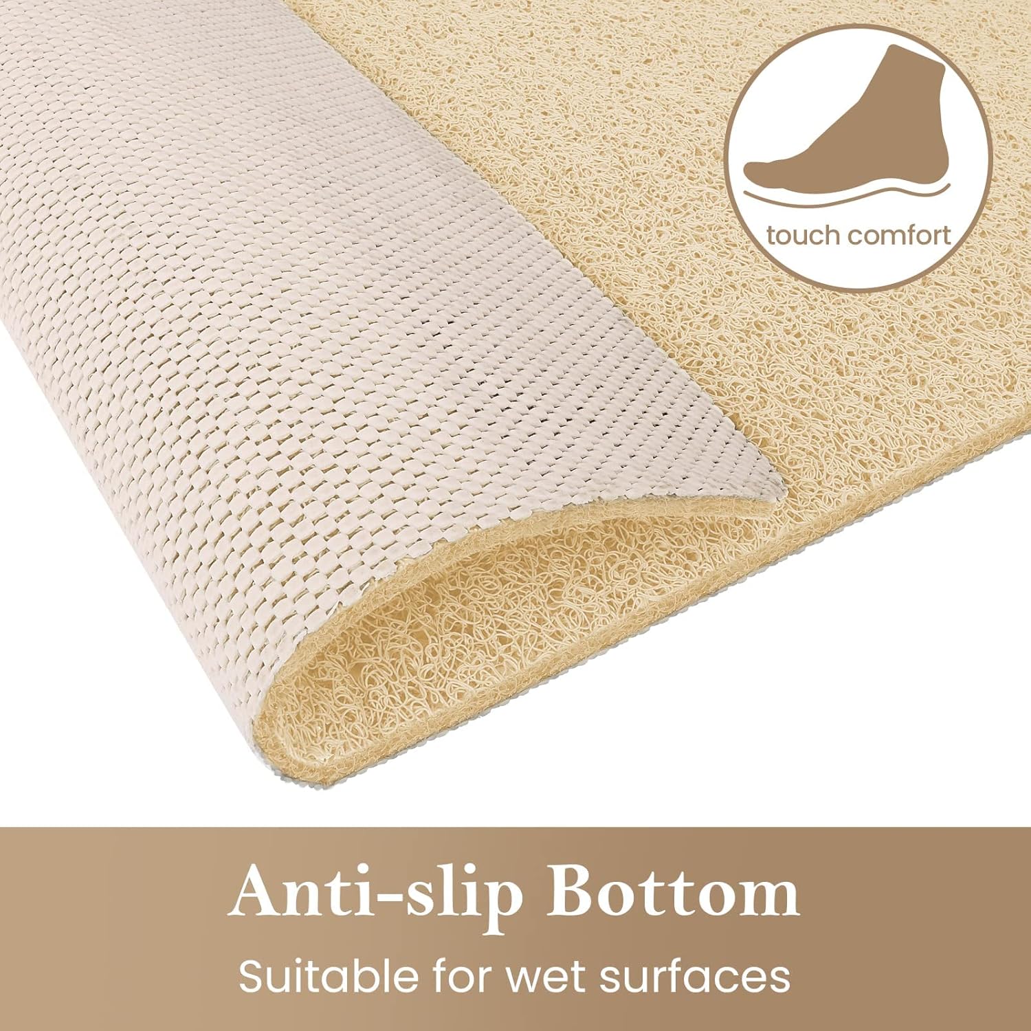 SoftDuo Non-Slip Shower Mat 36x16 Inch PVC Loofah