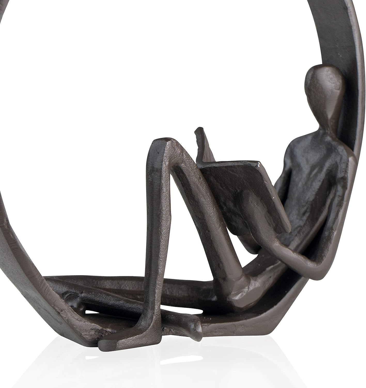 Danya B Contemporary Encircled Reader Cast Iron Sculpture Single Male