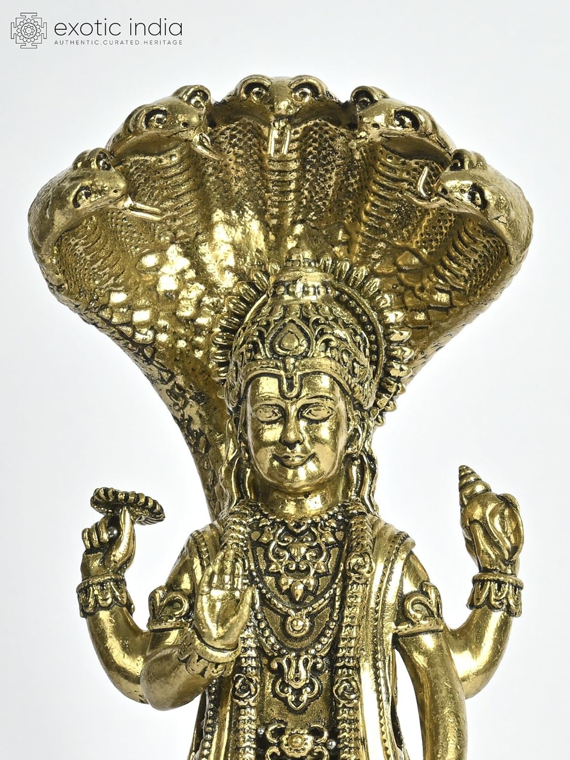Exotic India Superfine Vishnu Brass Statue On Sheshnag 1