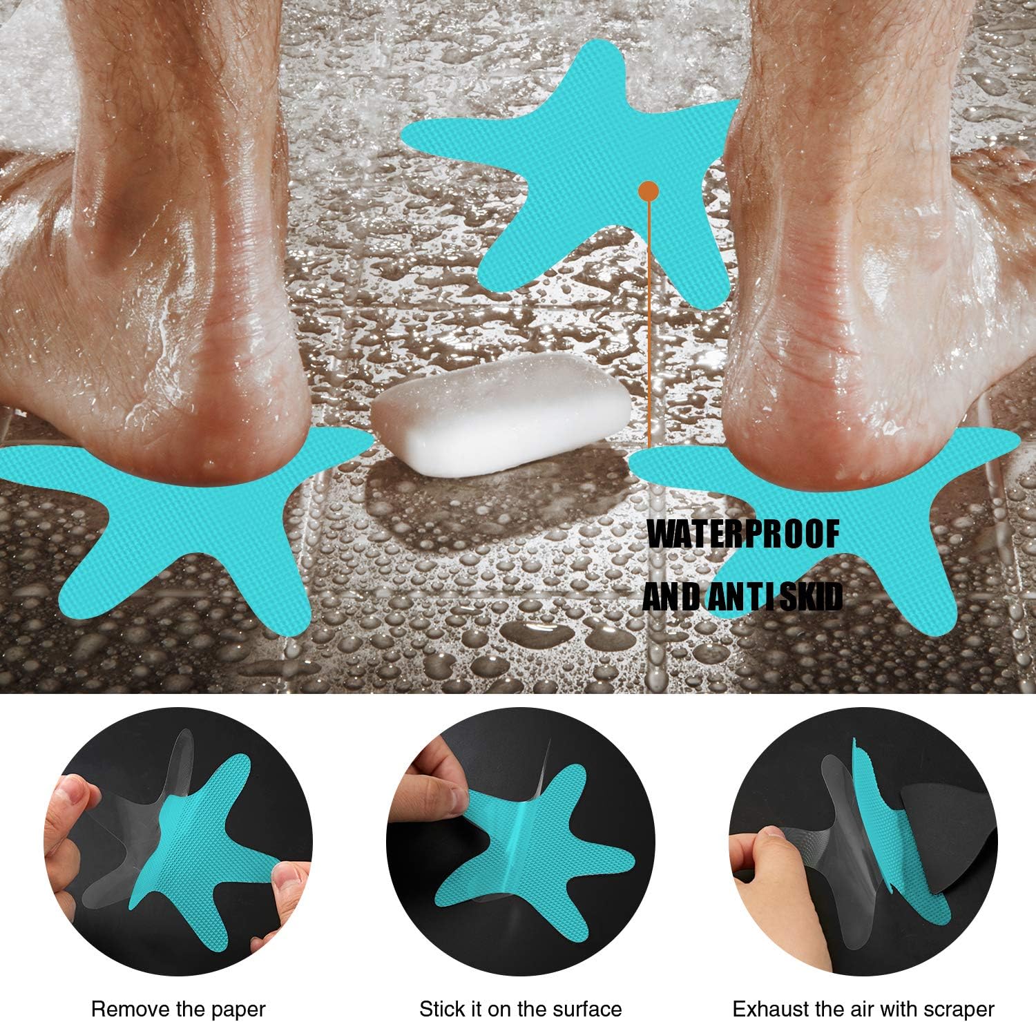 Secopad Anti-Slip Shower Stickers 24PCS Blue