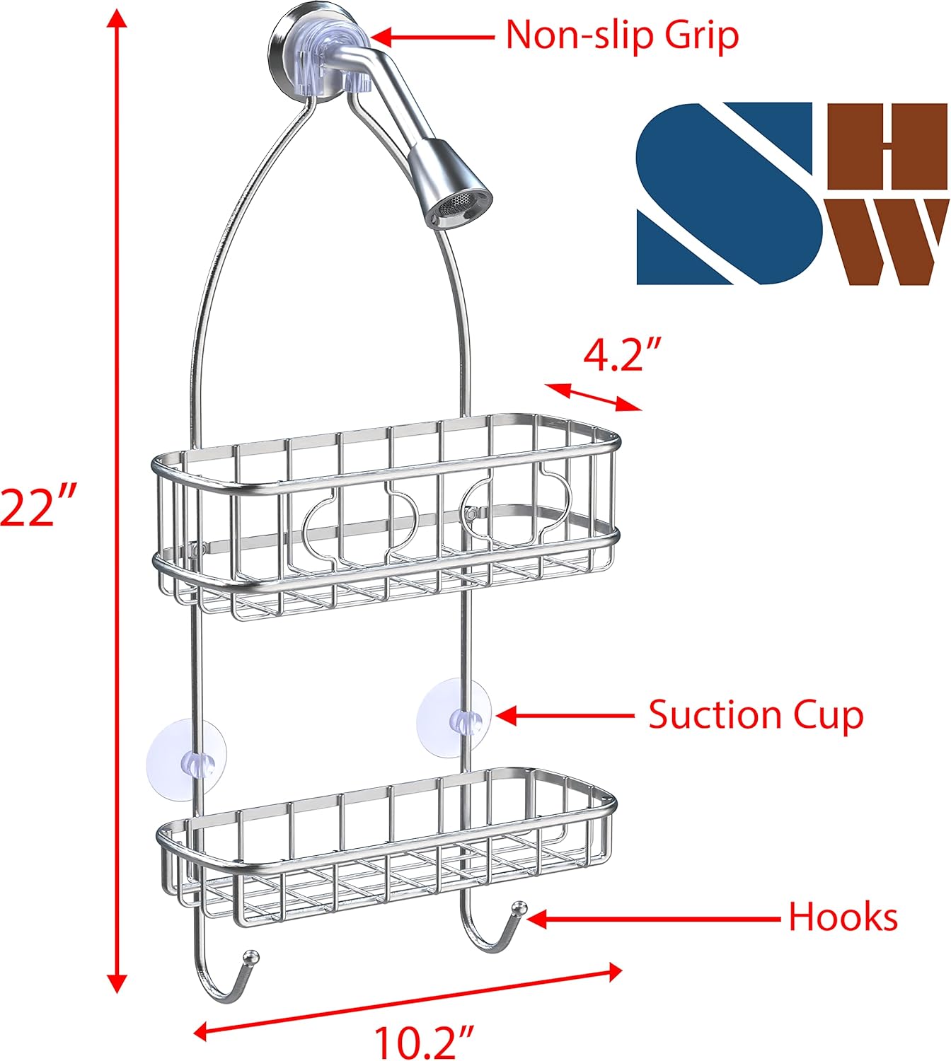 Simple Houseware Stainless Steel Shower Head Caddy Organizer