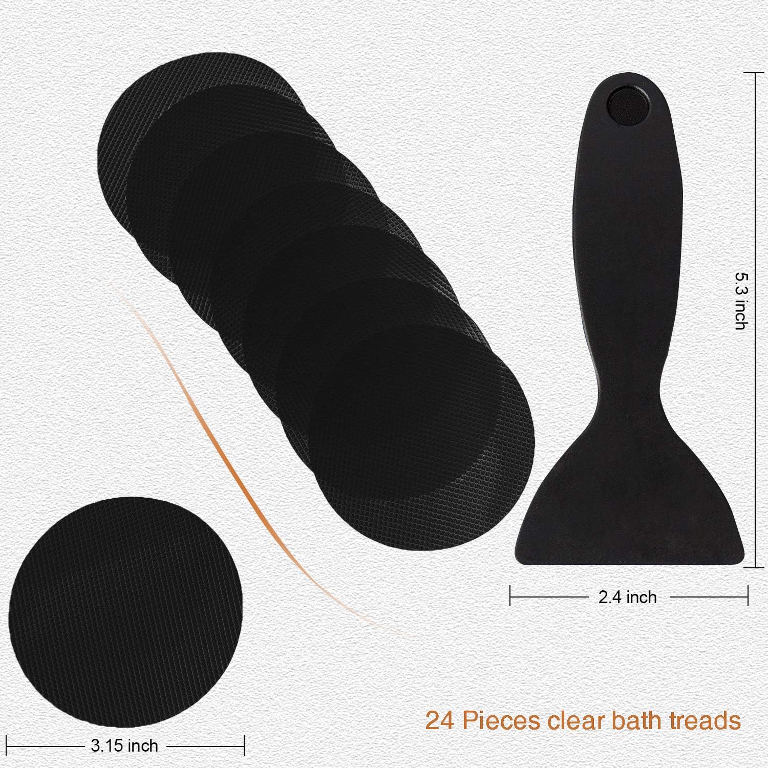 Non-Slip Bathtub Stickers with Silicone Scraper 24pcs Black