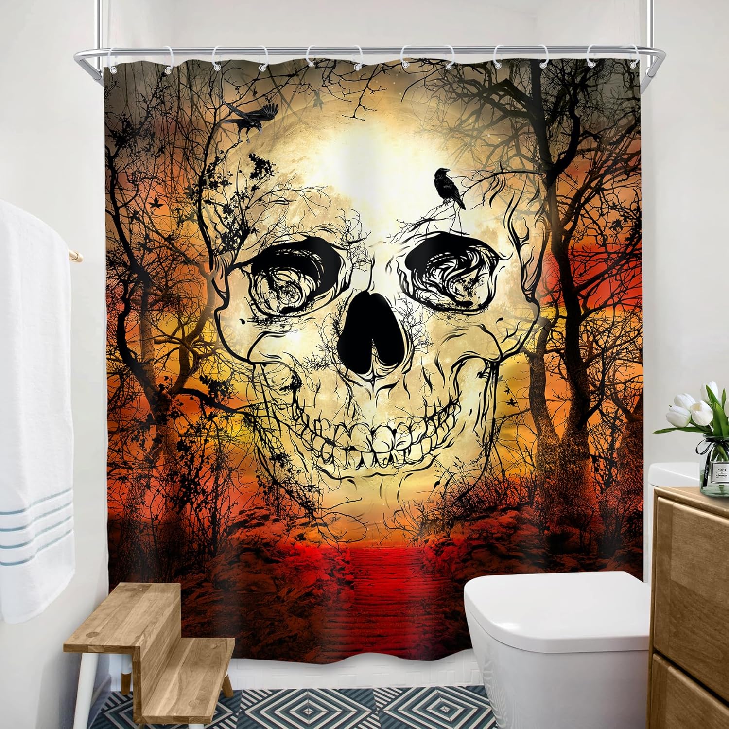 SVBright Gothic Skull Shower Curtain Set 60x72