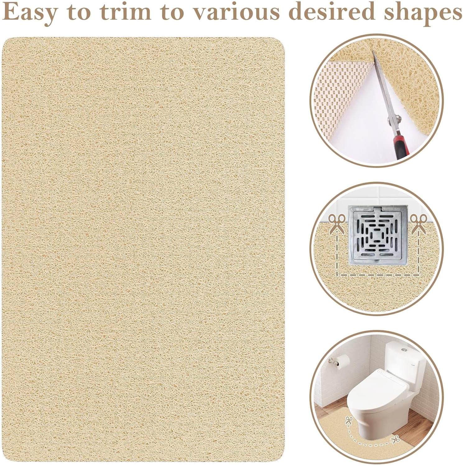 SoftDuo Non-Slip Shower Mat 36x16 Inch PVC Loofah