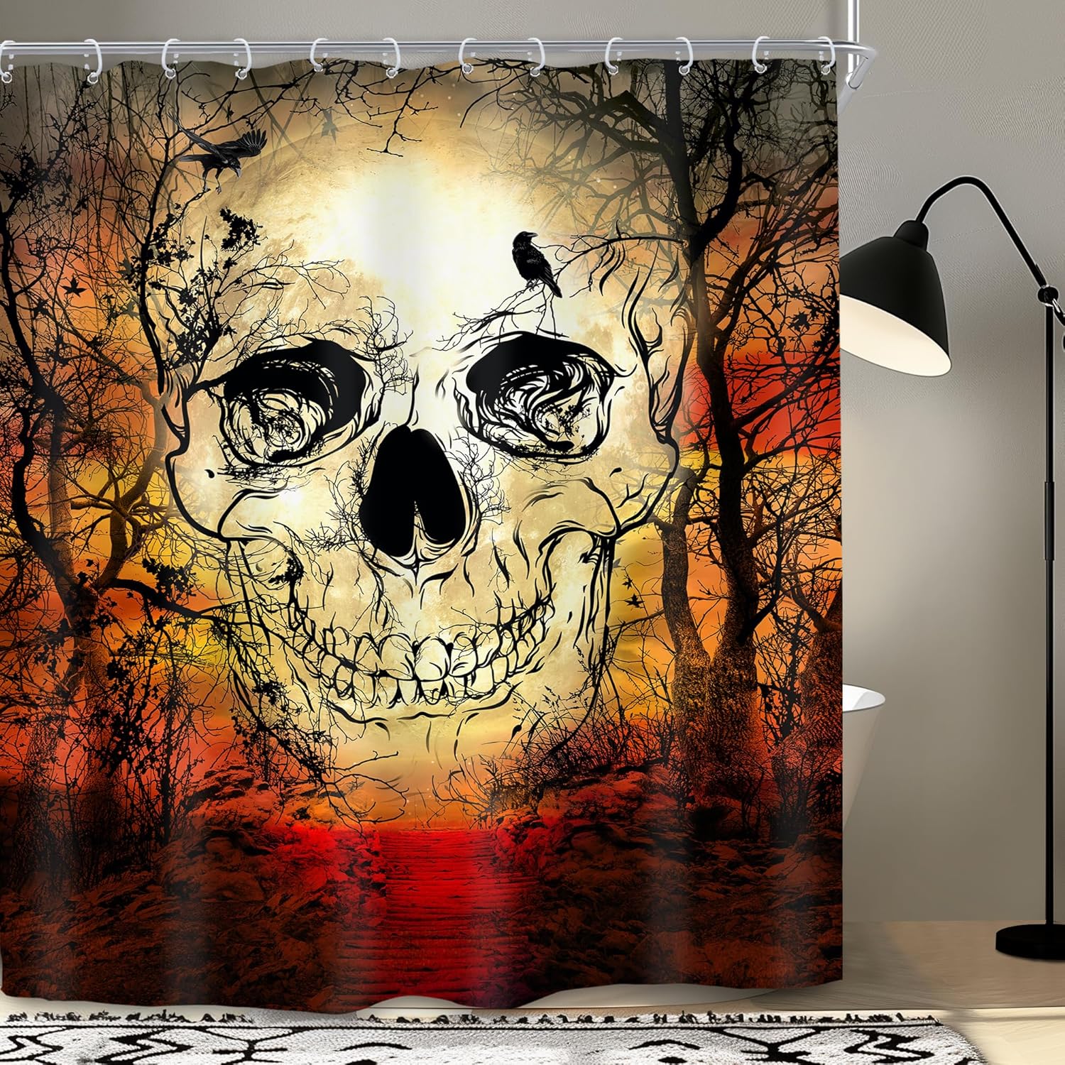 SVBright Gothic Skull Shower Curtain Set 60x72