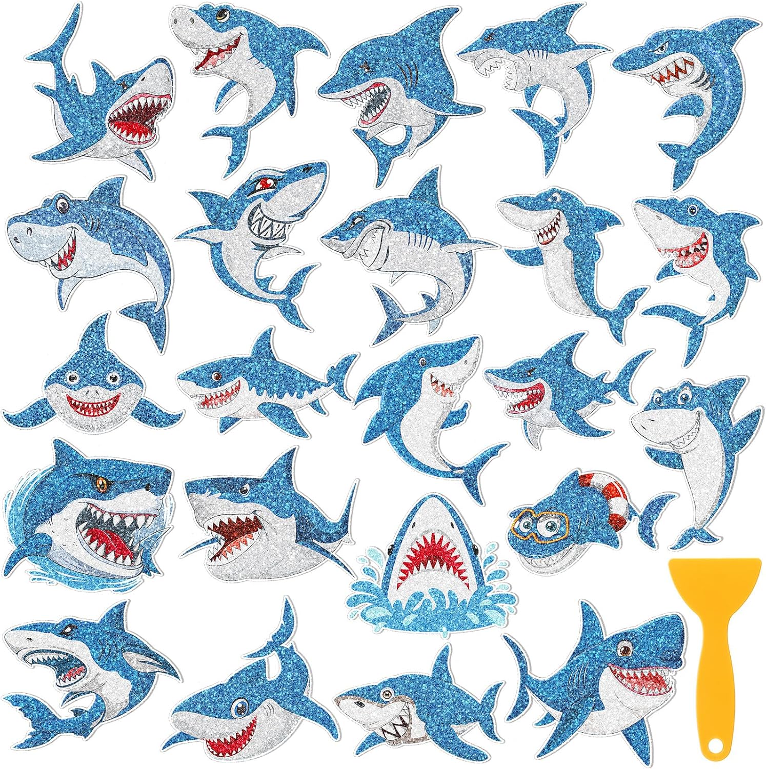 Yaomiao Shark Non-Slip Bathtub Stickers 24 Pcs