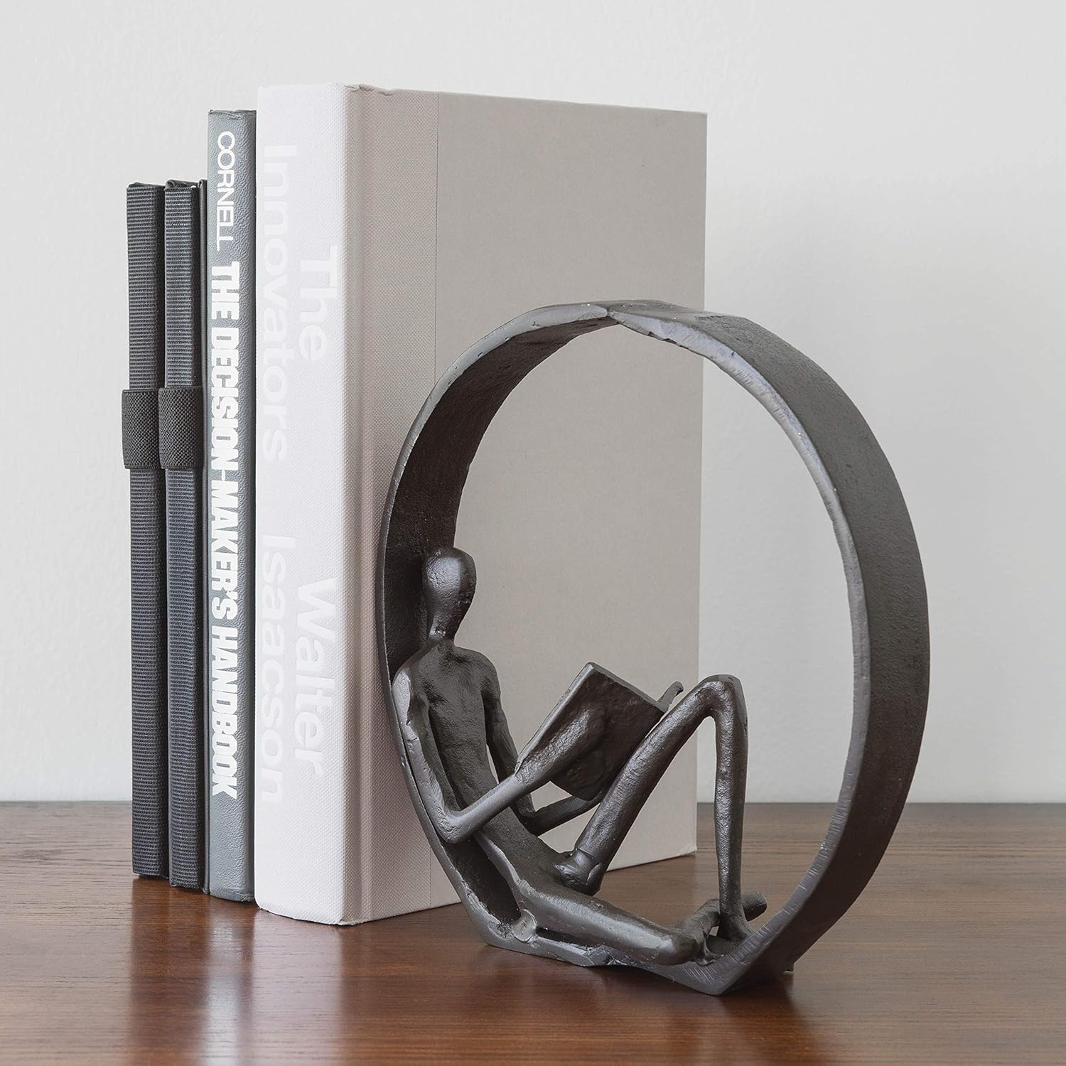 Danya B Contemporary Encircled Reader Cast Iron Sculpture Single Male