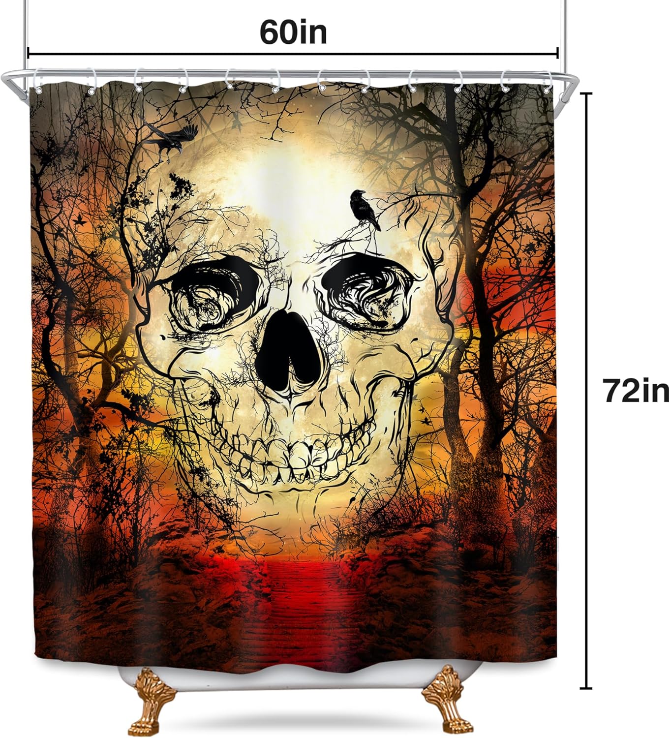 SVBright Gothic Skull Shower Curtain Set 60x72