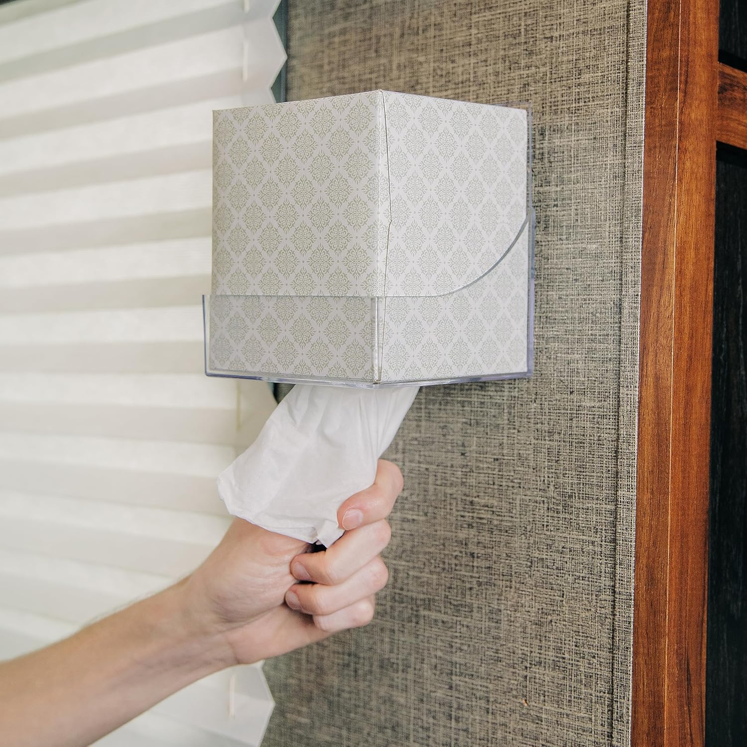 Camco Pop-A-Tissue Tissue Box Holder - Clear Easy Install WallCabinet Mount